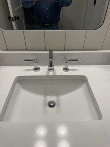 Newly installed bathroom sink