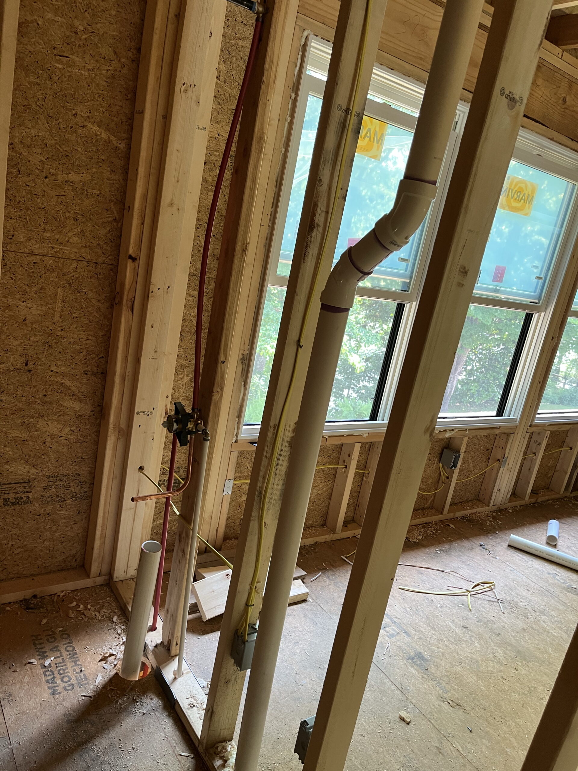 Drainage pipe in new home